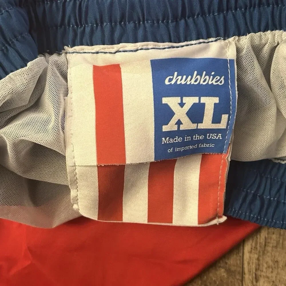 Chubbies XL The Liberties Colorblock 5.5” Swim Trunk Shorts Blue Red Mesh Liner